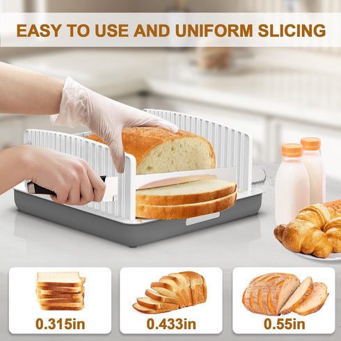 13 Upgrade Widen Bread Slicer for Sourdough rounds, Adjustable Large Capacity Wide and Thicknesses, Foldable