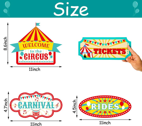 20 Pieces Circus Carnival Party Direction Signs, Birthday Showman Themes Decor Accessories