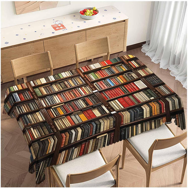 Beabes Tablecloth Bookshelf, Library Bookshelves Books Rectangular Table Cover Kitchen Table Cloth for