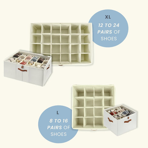Closet, 16 OrganiHaus Large Shoe Storage Bin for Shoe Organizer Box Fits up to Pairs, Collapsible Fabric Shoe Basket
