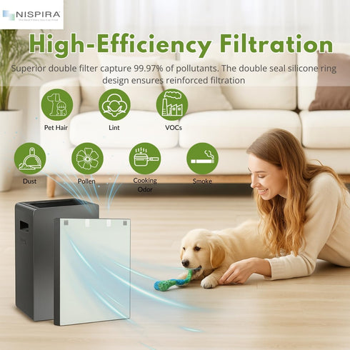 Nispira True HEPA Filter Replacement - Compatible with Bissell Air400 Air Purifier Part 2521, 1 Pack