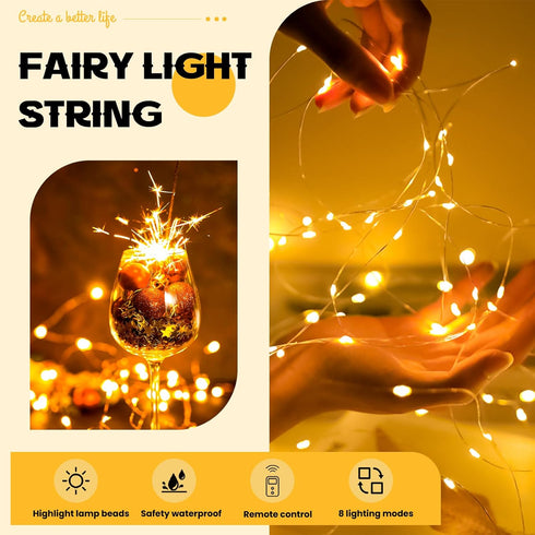 6 Pack 7ft 20LED HXWEIYE Fairy Lights Battery Operated with Remote & Timer, Mini Firefly Starry Lights Mason Jar Lights