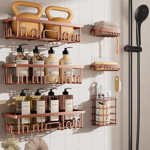 Veken Shower Caddy 6-Pack, No Drilling & Rustproof, Waterproof Adhesive Shelves Rack