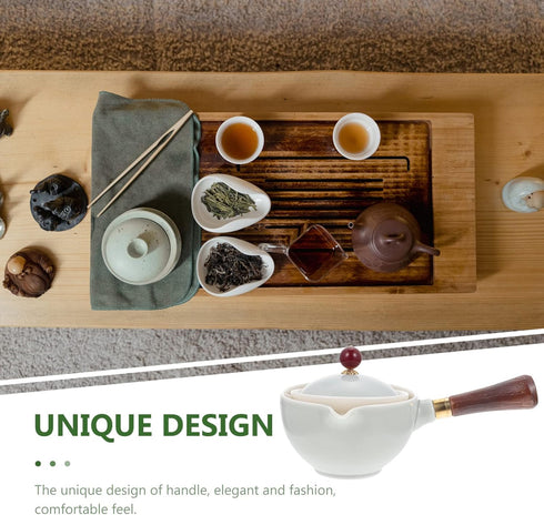 Cabilock 1 Pc Side Pot Ceramic Tea Maker, 360 Rotation Teapot for Flower Tea and Coffee Drinks