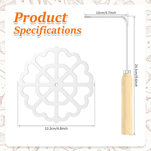 Bunuelos Mold, Aluminum Cookie Maker with Wooden Handle, Detachable Rosette Iron Molds Set for Kitchen Baking