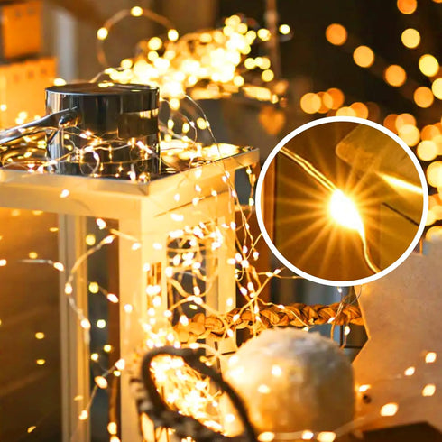 2Pack, 16FT 50LED LED Fairy Lights Battery Operated Warm White String Lights Silver Wire String Light Indoor Outdoor
