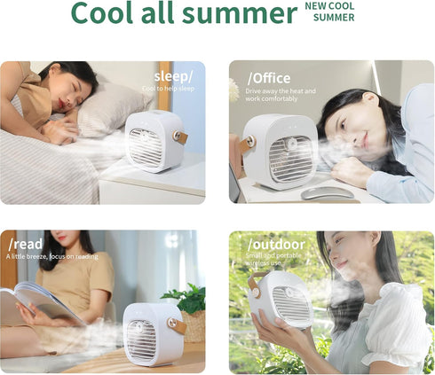 Portable Air Conditioner, 6000mAh Rechargeable Mini Air Conditioner, USB 3-Speed Silent Cooler for Desktop, Office,