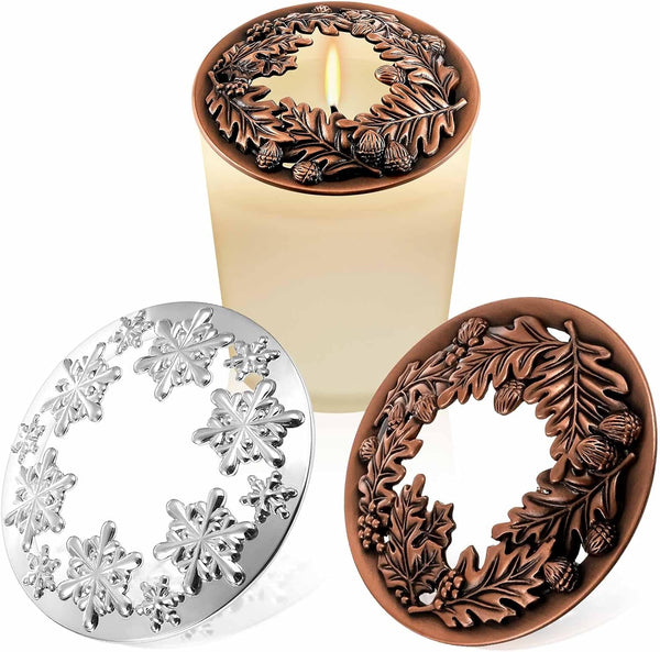 Moxweyeni 2 Pieces Candle Toppers for Scented Jar Candles, 2.85 Inch Leaf Pine Topper Lids, Mother's Day Gifts, Chic