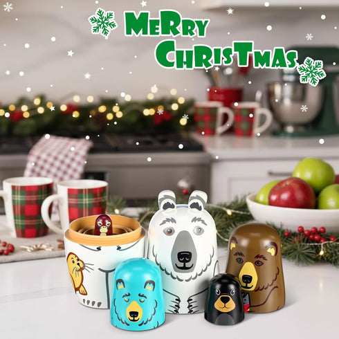 Gejoy Russian Nesting Dolls for Kids Handmade Matryoshka Wooden Stacking Toys Nesting Dolls Collectible Gifts