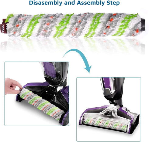 Replacement Parts for BISSELL CrossWave PET PRO Vacuum Cleaner, 3 Pet Brush Rolls & 3 Filters