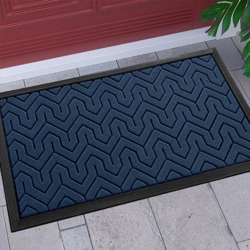 Yimobra Door Mat - All-Season Outdoor Indoor Sturdy Doormat for Home Entrance, Heavy Duty Non Slip, Blue 29.5 x 17 Inch