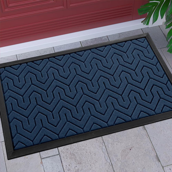 Yimobra Door Mat - All-Season Outdoor Indoor Sturdy Doormat for Home Entrance, Heavy Duty Non Slip, Blue 29.5 x 17 Inch