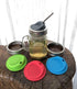 Reusable Food Grade Silicone Sip Lid Kit with Stainless Steel Rings for Mason Jars, Pack of 4 Sets (Wide Mouth)