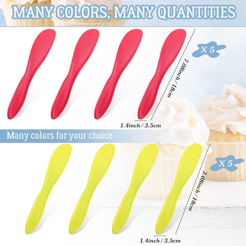 10 Pieces Multi Purpose Plastic Butter Spreader Knife, Versatile Frosting Knives for Soft Cheese Cream Icing, 7 x 1.4