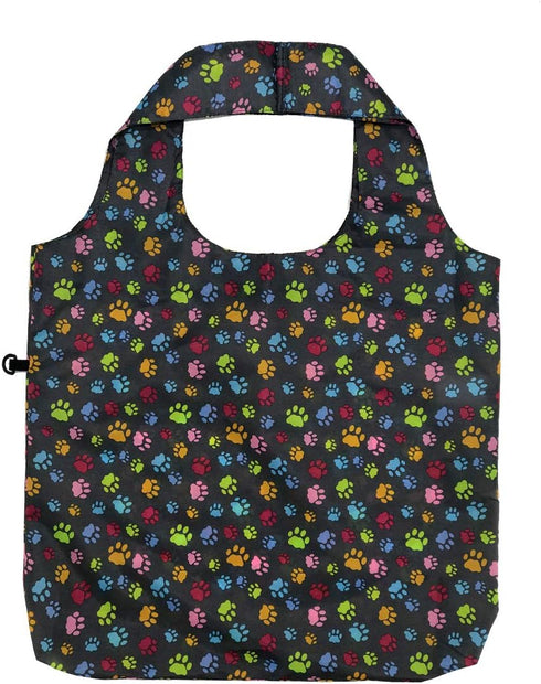 HOLYLUCK Heavy Duty Reusable Grocery Bags, Foldable Shopping Tote Bag (Standard, 3 Dog Paw Prints)