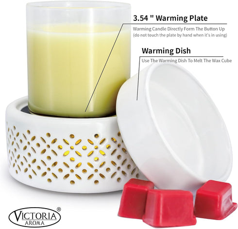 VICTORIA AROMA Ceramic Wax Melt Warmer - LED Night Light Candle Wax Warmer for Scented Wax, Electric Fragrance Wax