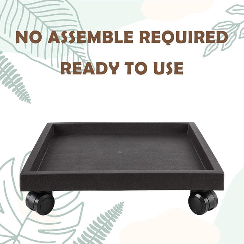 14.2 INCH Plant Caddy for Outside,Outdoor Square Planter Caddies for Patio Backyard Use, Rolling Saucer with Wheels