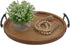 Oval Rustic Wooden Decorative Tray, Serving Tray with Metal Handles, Ottoman Coffee Table Tray, Farmhouse Centerpiece
