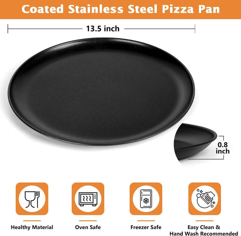 TeamFar Pizza Pan, 13.5 Inch Large Pizza Oven Tray Round Baking Pans with Stainless Steel Core & Nonstick Coating, for Roasting Serving, Non-Toxic by TeamFar