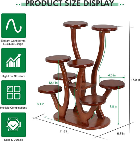 9 Tiers Small Windowsill Plant Shelf Indoor,Bamboo Succulent Plant Stand for Desk,Multi-Layered Tabletop Plant Holder