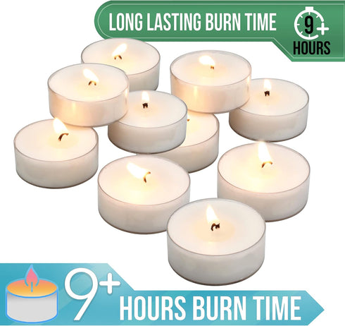 Stonebriar 20 Count Unscented Mega Oversized Clear Cup Tea Light Candles with 9 Hour Burn Time