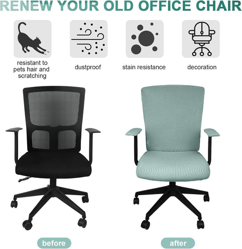 Tatuo 3 Pcs Computer Office Chair Cover, Universal Rotating Chair Slipcovers, Removable Washable Armrest Covers (Green)