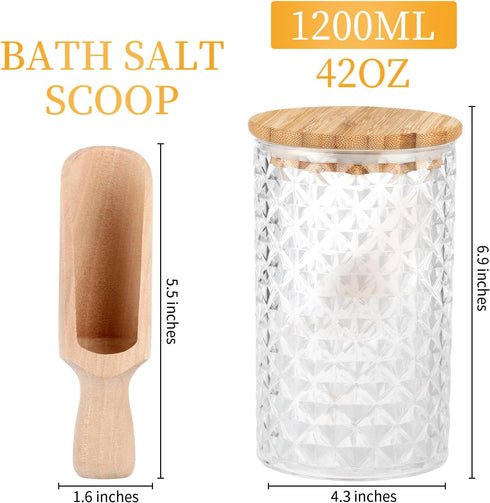 DOSTATNI 1200ML/42OZ Acrylic Bath Salt Jar with Wooden Scoop Bath Salt with Lids and Scoop Bath Salt Container Bath
