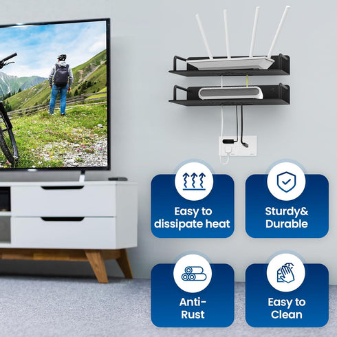 Floating Shelf for Projector Aluminum Alloy, Wifi Router Wall Mount Shelf, Cable Box Shelf for Wall Mounted TV, DVD