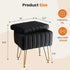 4 DUMOS Vanity Stool Chair, Ottoman with Storage, Makeup Cute Soft Small Footstool, Modern Style Faux Fur Seat