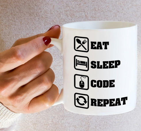 Retreez Funny Mug - 11 Oz Ceramic Coffee Mug for Programmers - Eat Sleep Code Repeat - Sarcastic Birthday Gifts