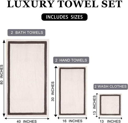 Set,Premium Towel-2 Sheets,2 Hand,2 6Piece) Bath Towel Microfiber Bathroom Extra Large Bath Washcloths,Super Soft