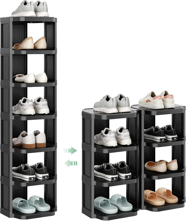 Kitstorack 8-Tier Vertical Plastic Shoe Rack, Freestanding Stackable Storage Organizer for Small
