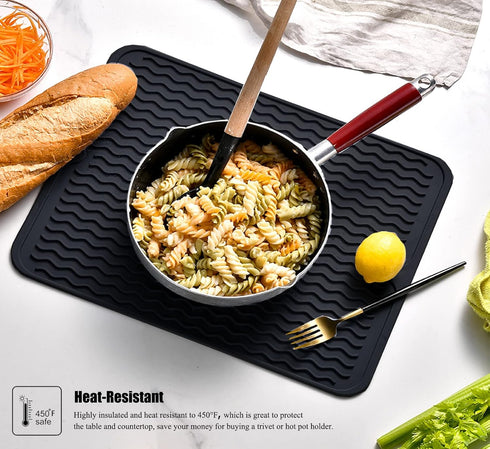 Silicone Dish Drying Mat, Non-Slip Easy Clean Large Heat-resistant Dish Drainer for Kitchen Counter, Sink