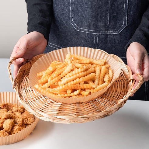 Air Fryer Paper Liners, 100PCS Non-stick Disposable Parchment Sheets, 7.9inch-Round, Food Grade Liner for Baking,