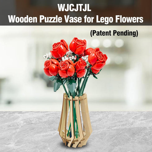 WJCJTJL Set Wooden Vase for Lego Flower Bouquet - Display Stand for Roses, Cherry Blossom, Sunflower, Tulips
