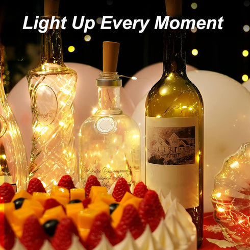 Aluan Wine Bottle Lights with Cork, 10 Pack Waterproof LED Fairy/String Lights for Jar Party Wedding Decoration, Warm