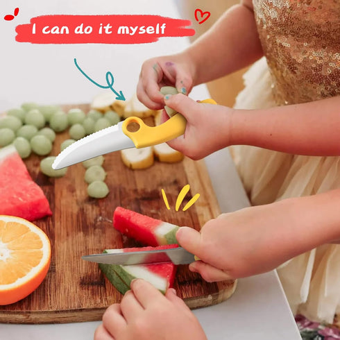 Kids Chef Knife Set for Real Cooking with Safe Finger Guard, Stainless Steel Blade, Kid-Friendly