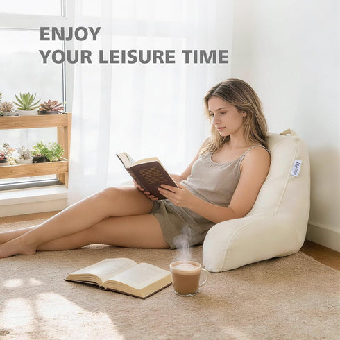 Yagamo Reading Pillow for Bed Sitting Up, Adults and Teens Backrest with Arms, Velvet Back Support Pillow for Sitting