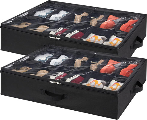 Lifewit Under Bed Shoe Storage Organizer Set of 2, 4.3 Inches Tall