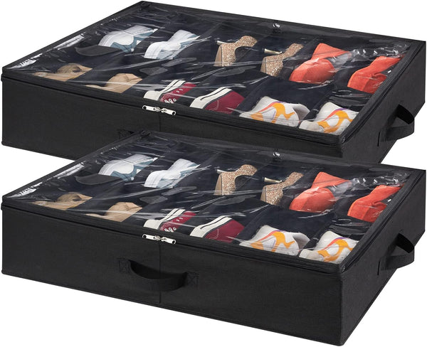 Lifewit Under Bed Shoe Storage Organizer Set of 2, 4.3 Inches Tall