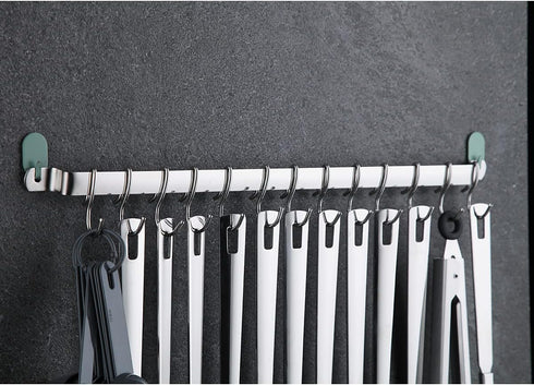 Kyraton Kitchen Utensil Rack, Wall Mounted Gourmet Kitchen Rail Organizer for Hanging Knives, Mug Rack, Spatula Rack
