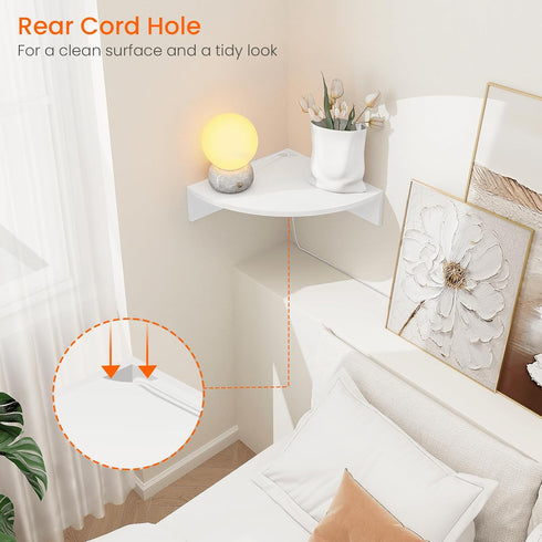 Set 3 12 Inch Homode Floating Corner Shelves, of Wood Corner Wall Shelves with Wire Hole, Deep Hanging Corner Display