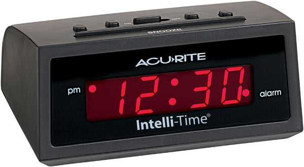 AcuRite 13002 Digital Alarm Clock, Intelli-Time, 5-inch