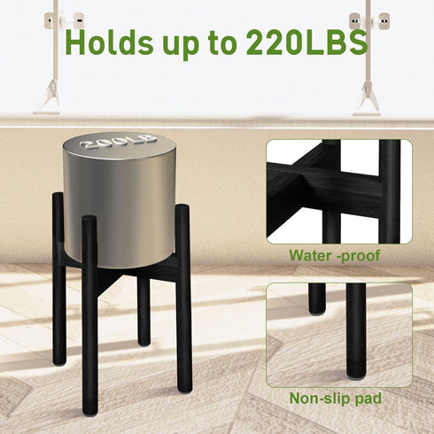 FJO 2Pcs 8 12 Inches Adjustable Plant Stand Indoor - Bamboo Plant Stands, Bamboo Mid Century Modern Plants Stands