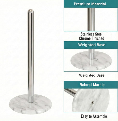 Countertop, 5.5 12.6 Inch, Creative Home Natural Marble Base Paper Towel Holder Stable Roll Dispenser