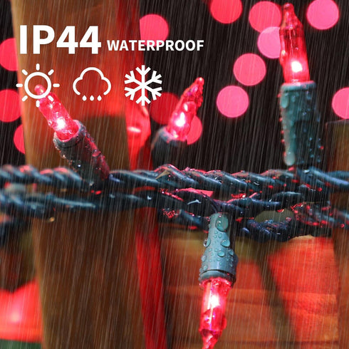 Super-Bright Extendable Pink Christmas Lights - 100 Lights 19.6ft Mini Bulb String Set for Outdoor Holiday Decor