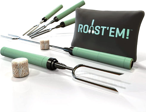 Rotating Marshmallow Roasting Sticks for Campfire & Bonfire, Set of 5 Extra Long Hot Dog & Smores Sticks
