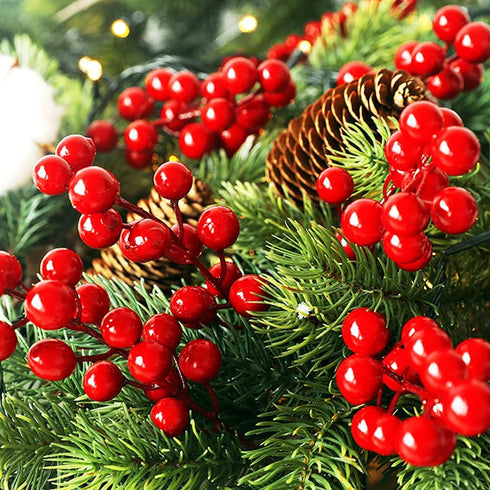 30 Stems,7.9 Inch Artificial Red Berry Christmas Holly Berry Branches Red Berry Picks for Holiday Home Decor and Crafts