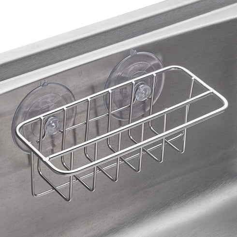 Sink Caddy Sponge Holder for Kitchen Sink, SUS304 Stainless Steel, 2 Suspension Options, Silver