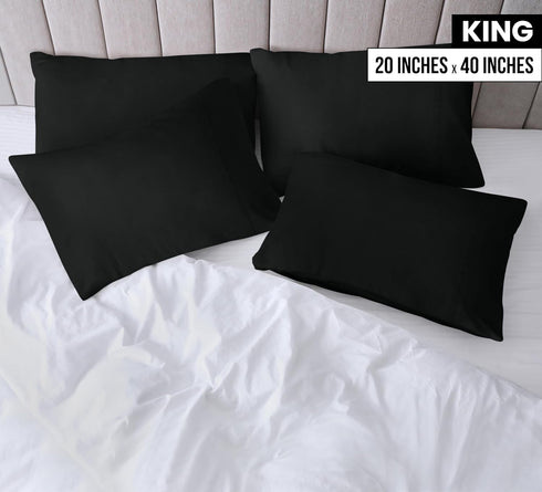Utopia Bedding King Pillow Cases - 4 Pack Black Soft Brushed Microfiber Fabric, Envelope Closure, 20 x 40 Inches